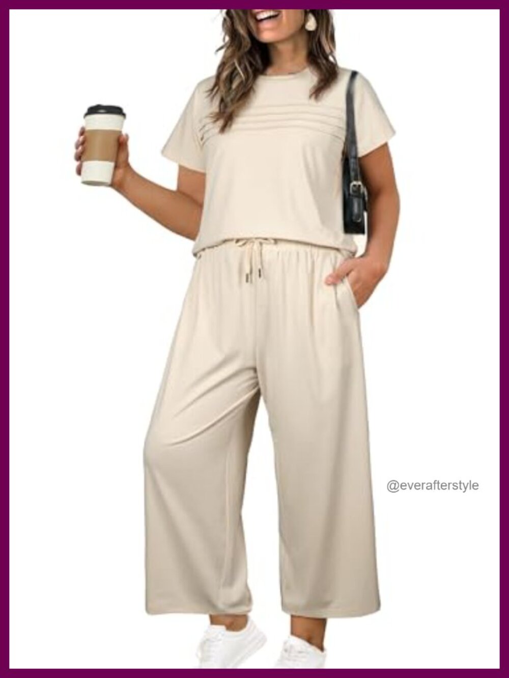 Plus Size Two Piece Set Short Sleeve Top Wide Leg Pants Lounge